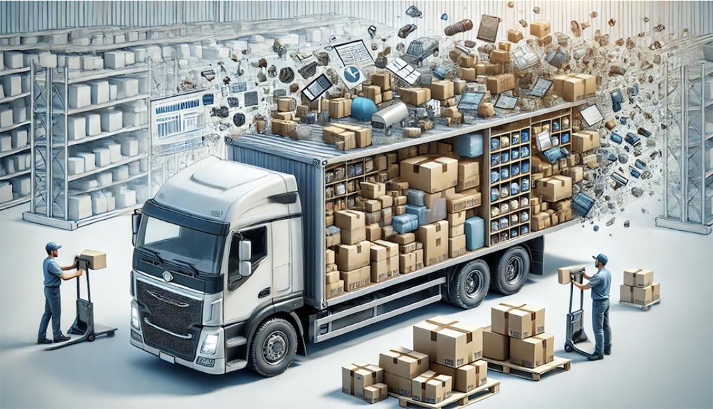camion carico completo magazino logistica